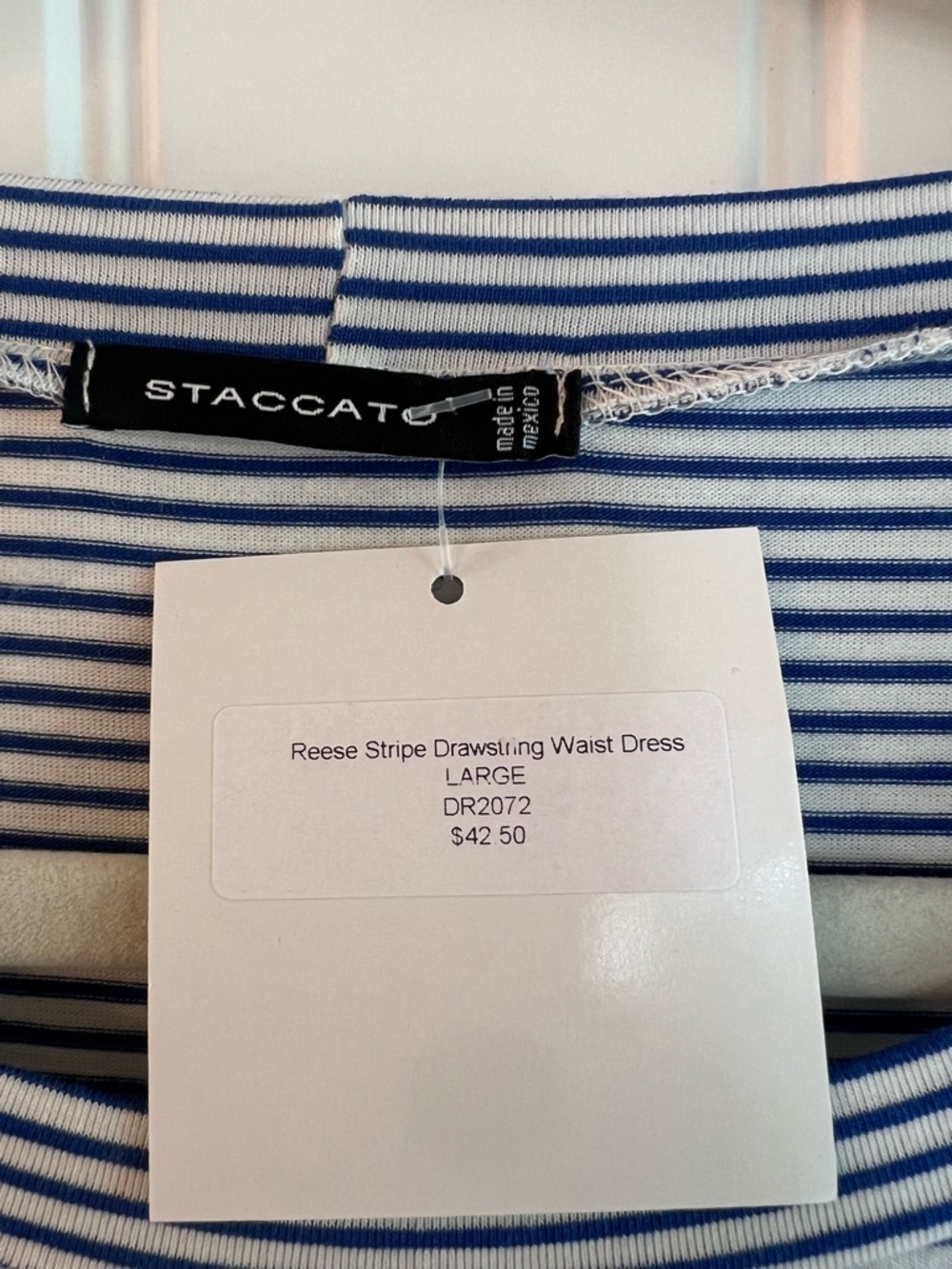 Staccato Navy and White Striped Drawstring Waist Casual Dress - Picture 4 of 5